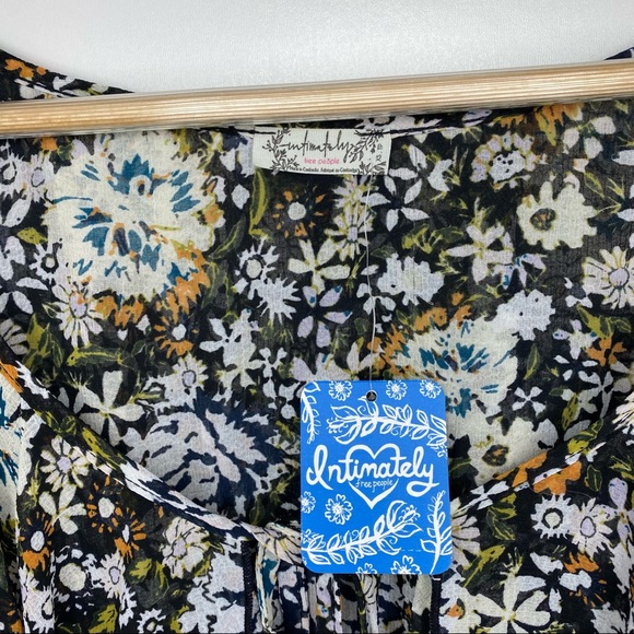 NWT FREE PEOPLE Say It To Me Floral Bodysuit in Black Combo - Picture 3 of 9
